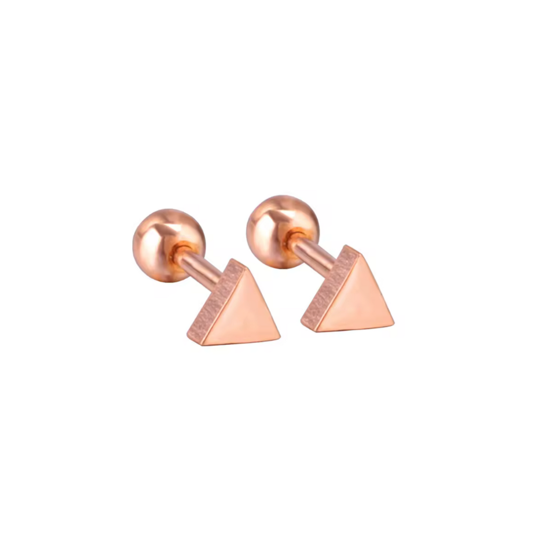 4mm Baby triangle studs - Rose gold