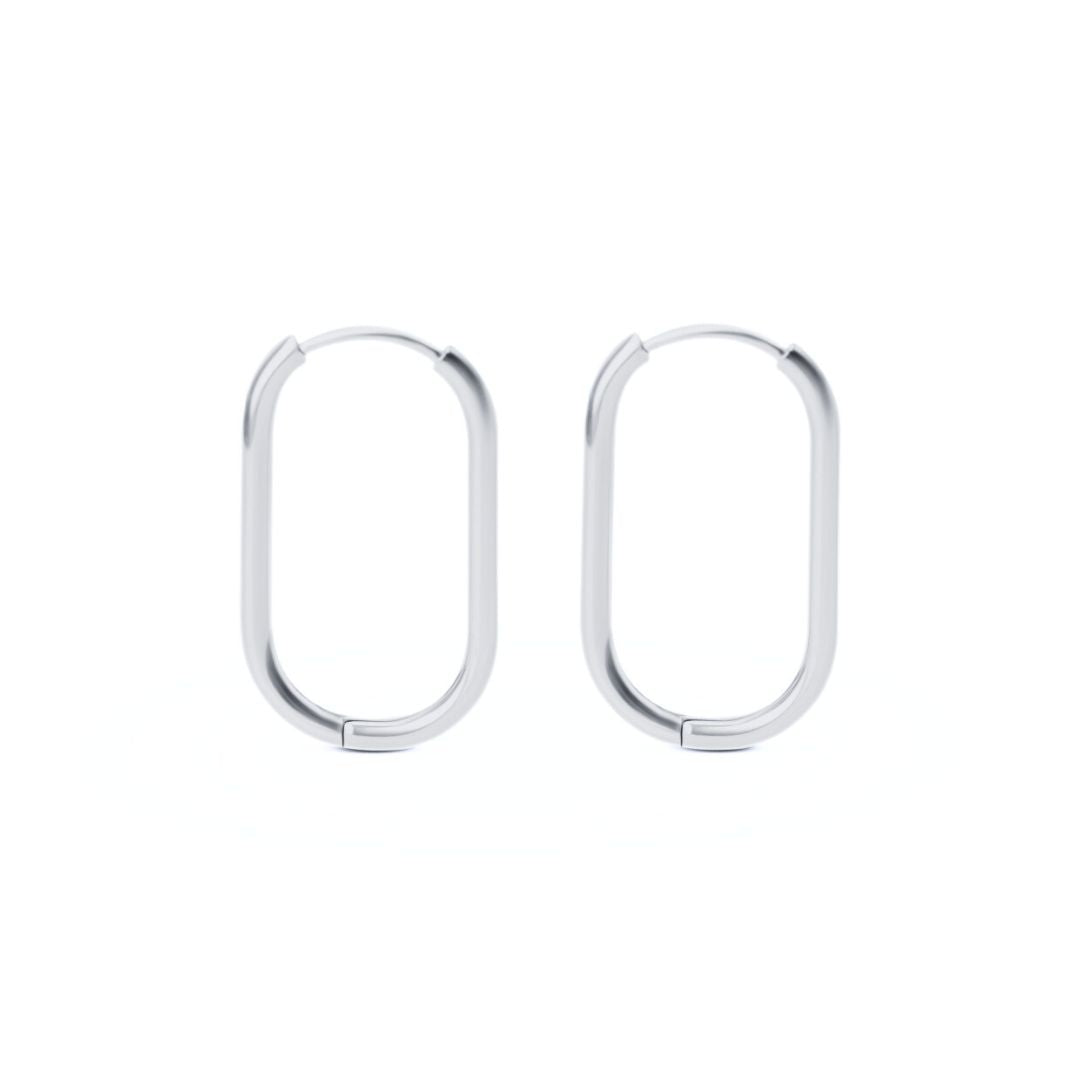 18mm Thin oval hoop - Silver