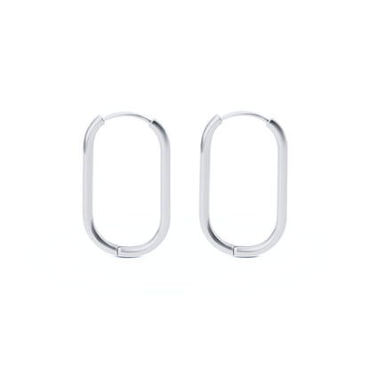 18mm Thin oval hoop - Silver