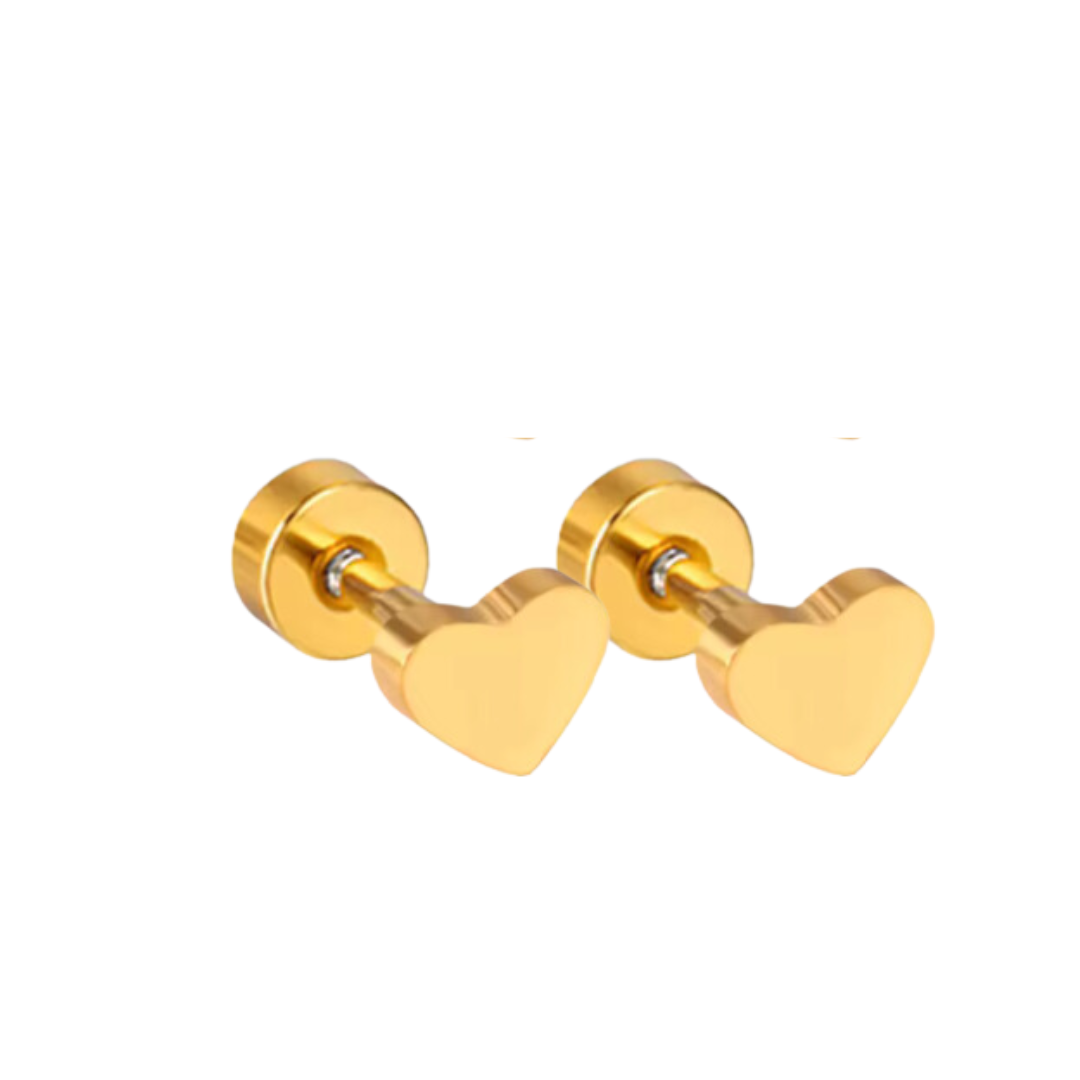 5mm Midi heart studs - Gold