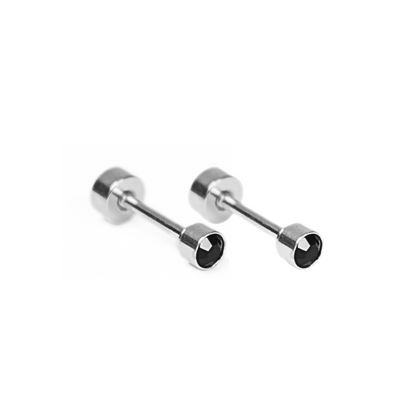 3mm Black framed diamond studs - Silver - TheEarringCollective