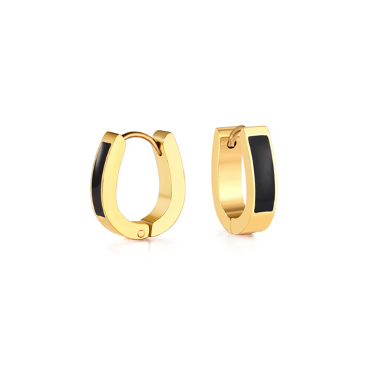 Oval hoops with black bar detail - Gold