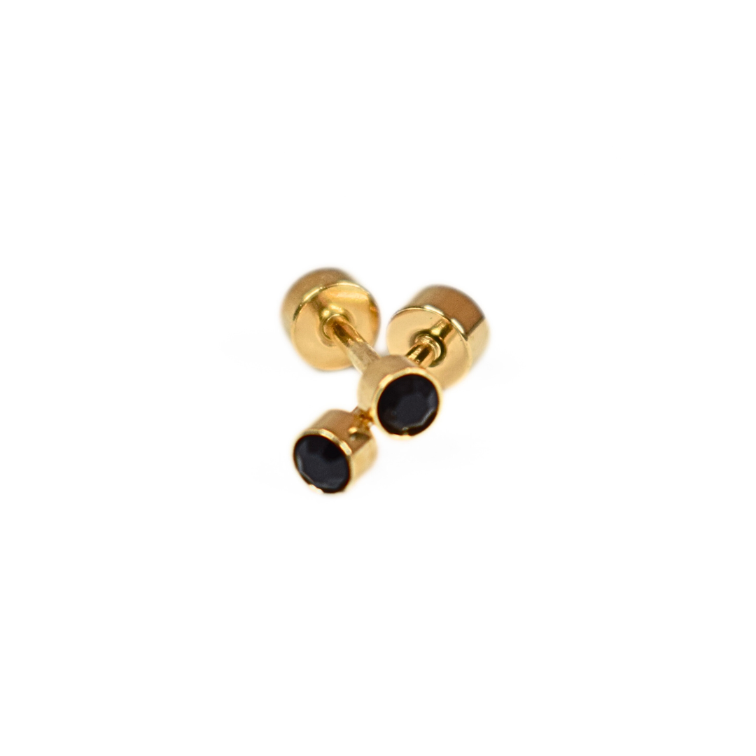 3mm Black framed diamond studs - Silver - TheEarringCollective