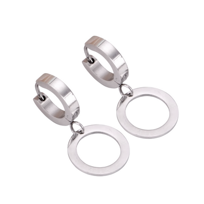 Dangled circle hoops - Silver