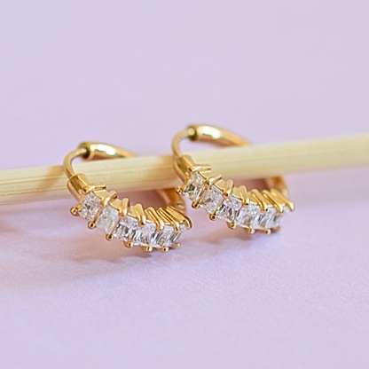 Multi claw diamond style hoops - Gold