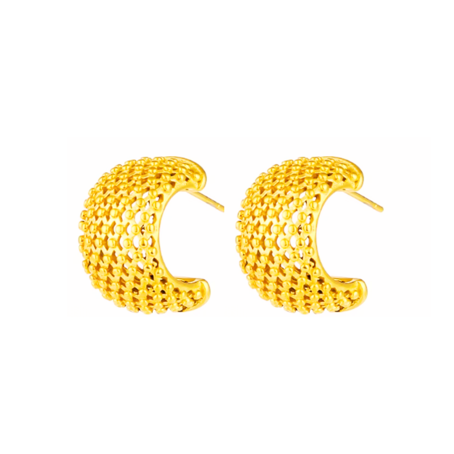 C shaped textured hoops - Gold