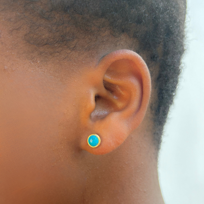 8mm Turquoise studs - Gold