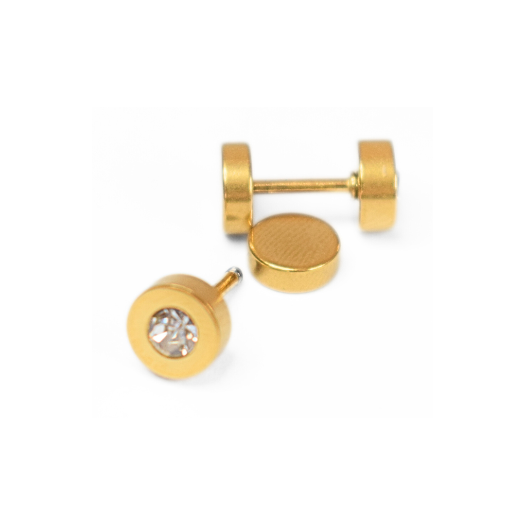 6mm framed diamond studs - Gold - TheEarringCollective