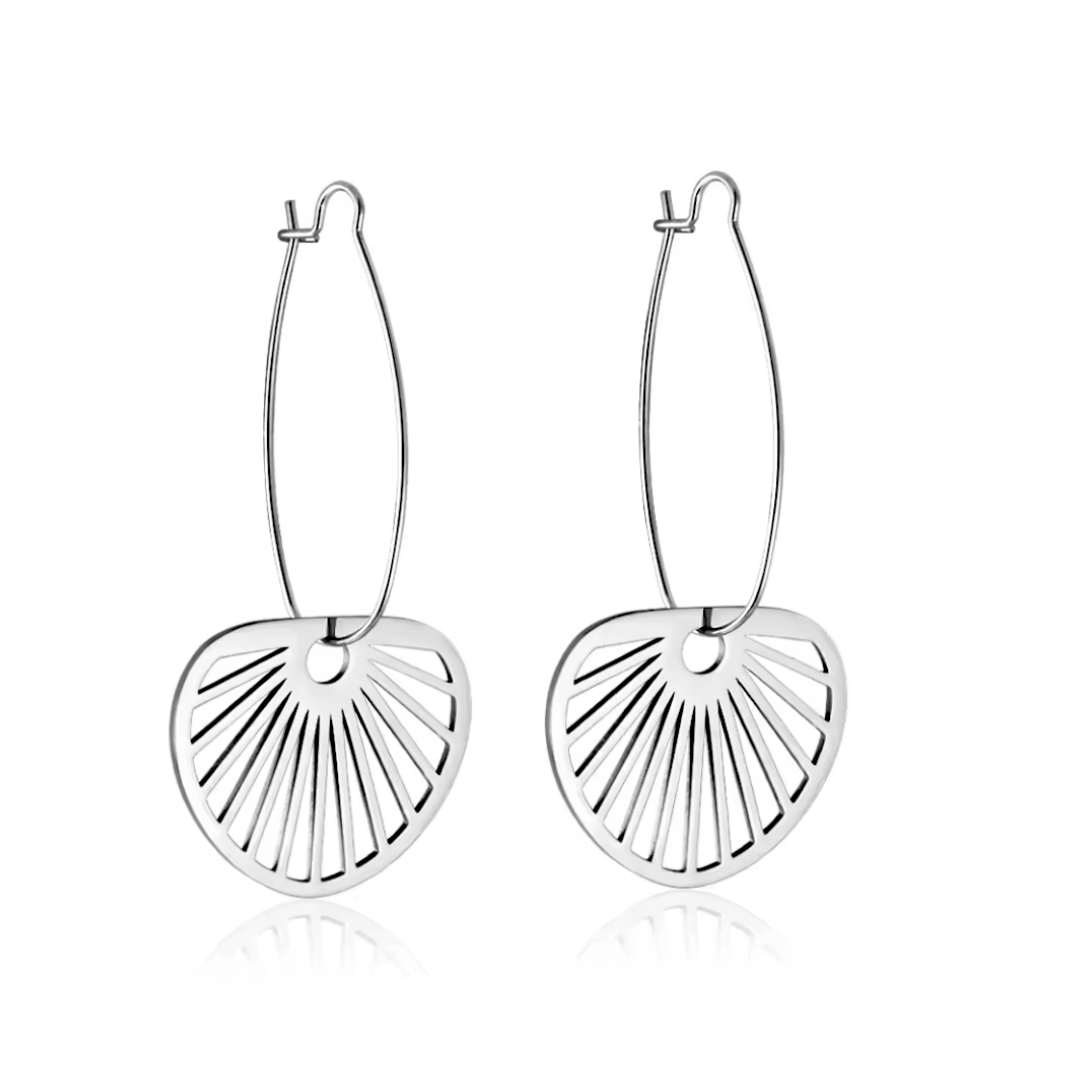 Dangled shell hoops - Silver