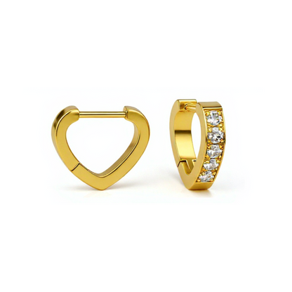 Diamond style heart hoops - Gold