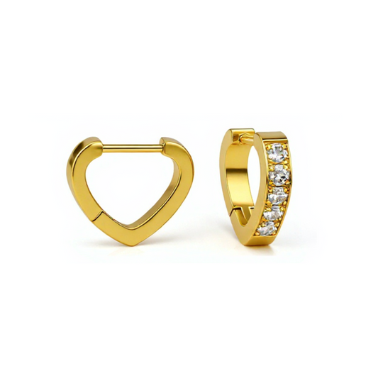 Diamond style heart hoops - Gold