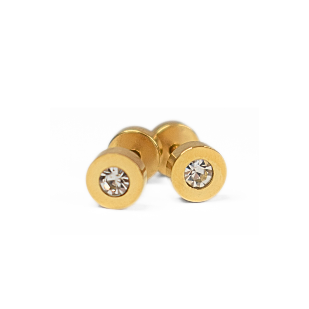 6mm framed diamond studs - Gold - TheEarringCollective