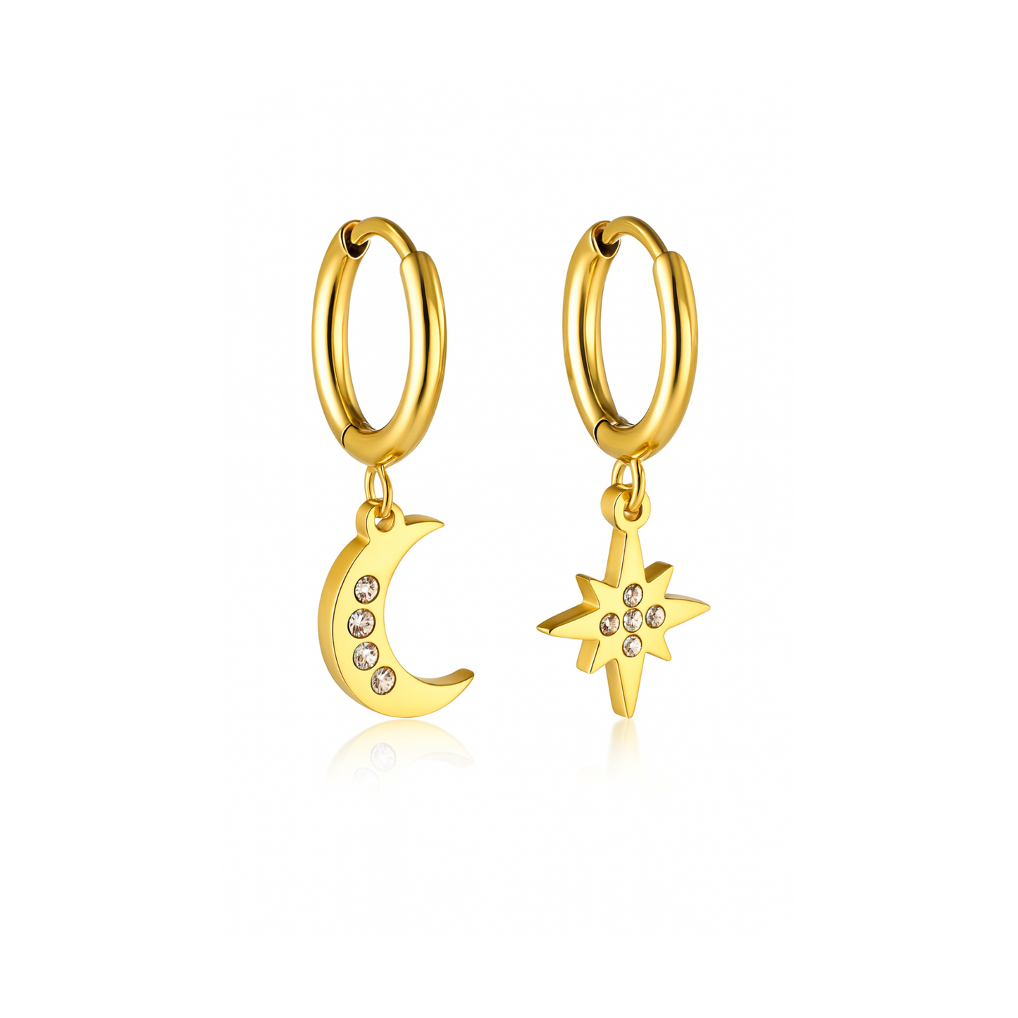 Moon and sun hoops - Gold