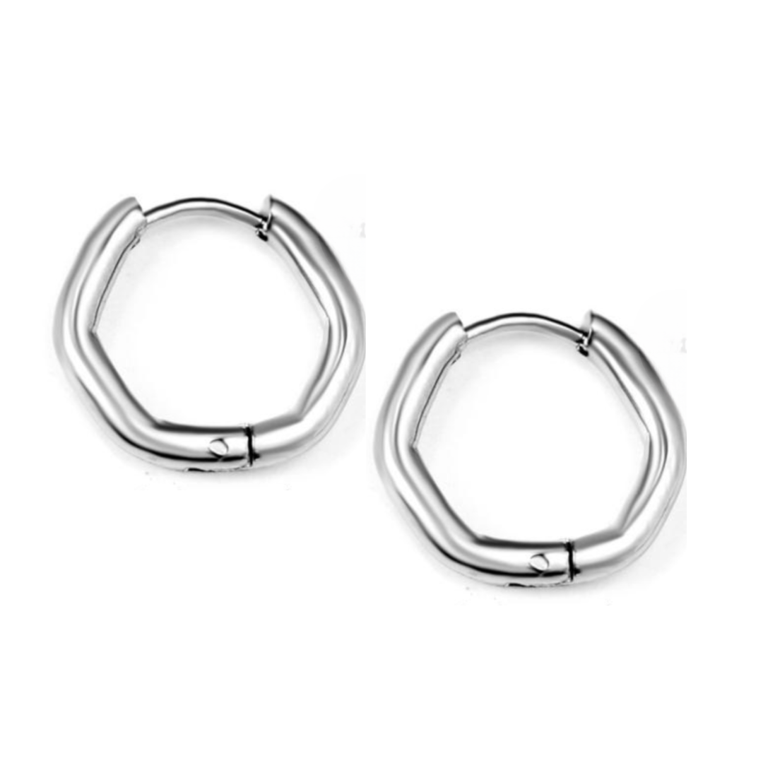 Hexagon hoops - Silver