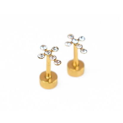 Sparkle Cross studs - Gold - TheEarringCollective