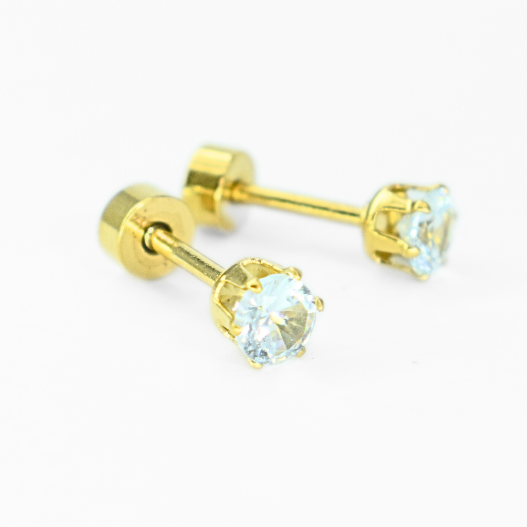 4mm Diamond studs - Gold - TheEarringCollective