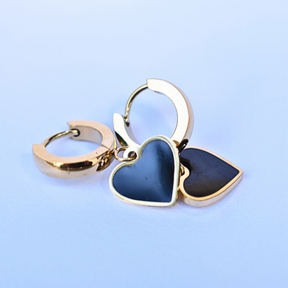 Black heart hoops - Gold