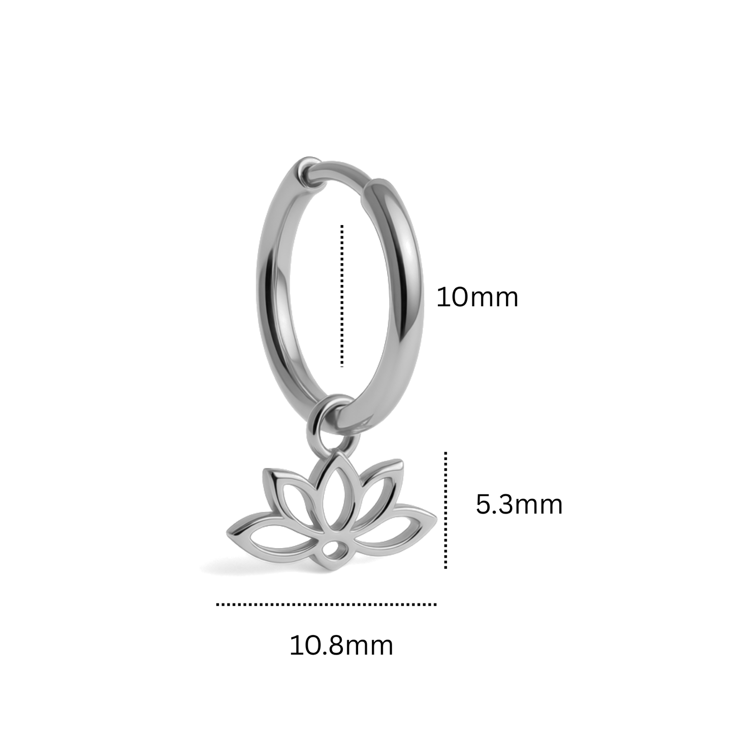 Lotus charm hoops - Silver