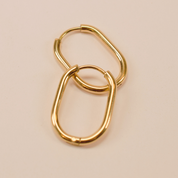 20mm Thin oval hoop - Gold