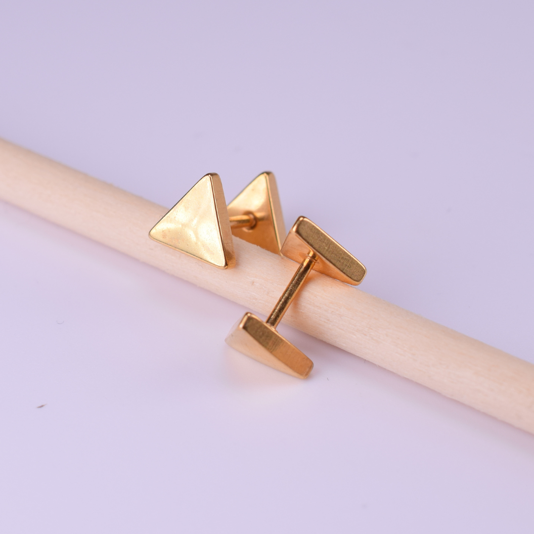 8mm Double triangle studs - Gold - TheEarringCollective