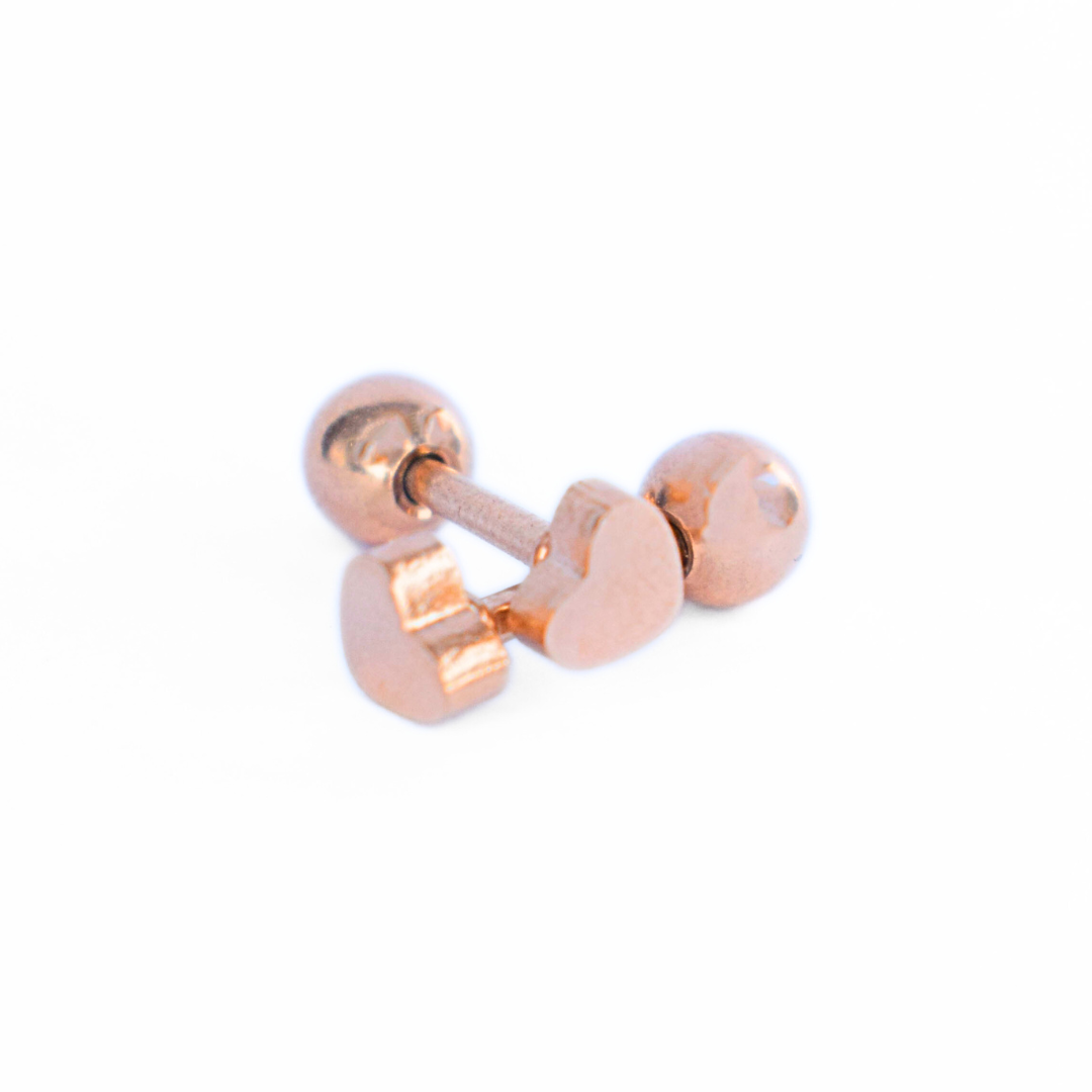 4mm Baby heart studs - Rose gold - TheEarringCollective