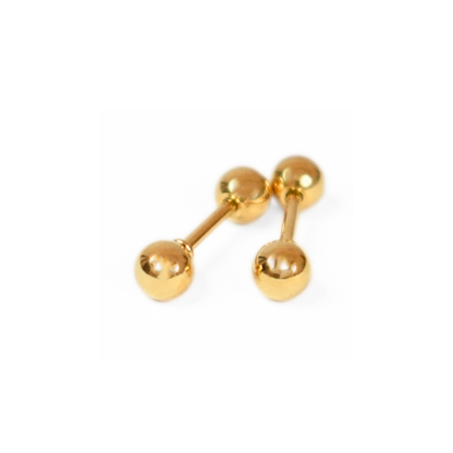 4mm Double ball studs - Gold - TheEarringCollective