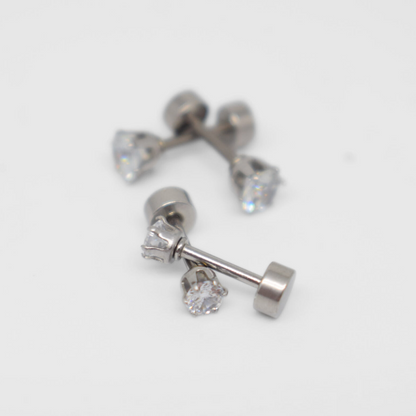 3mm Diamond studs - Silver - TheEarringCollective