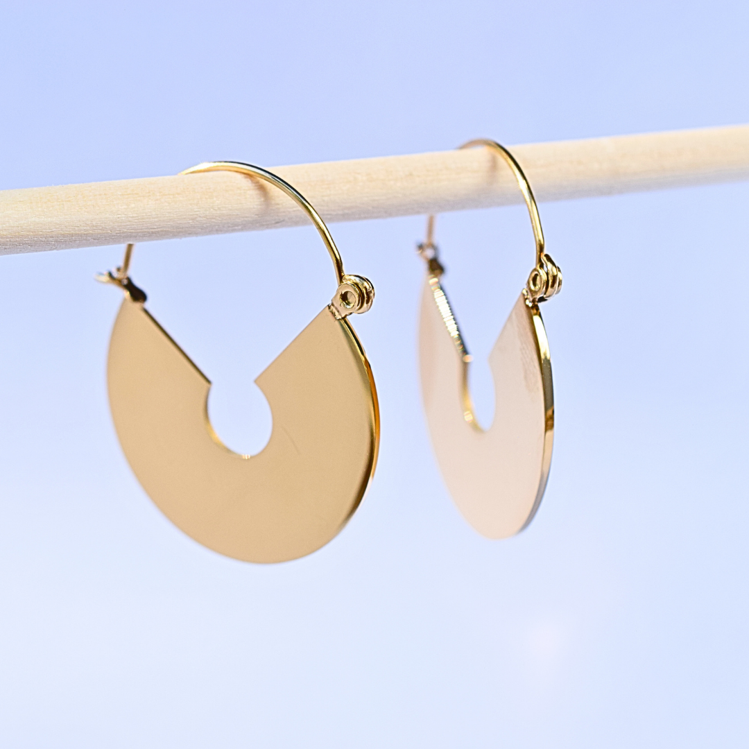 Half disc hoops - Gold