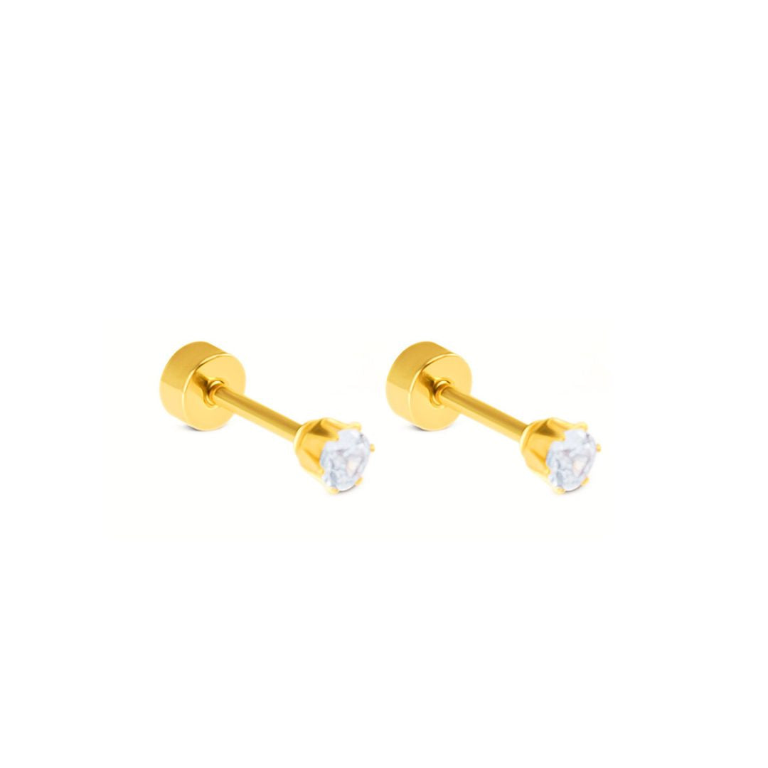 3mm Diamond studs - Gold – The Earring Collective