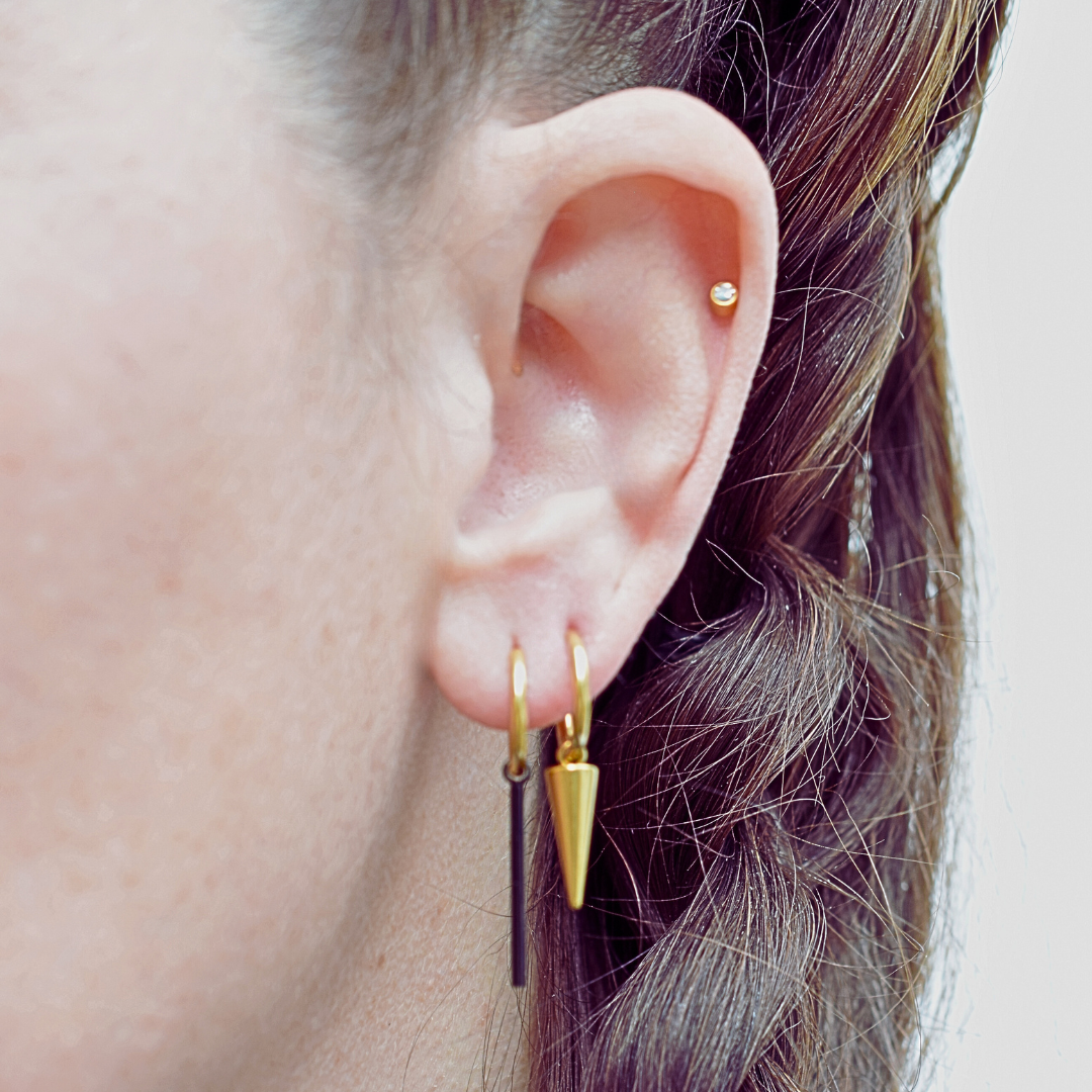 Simple spiked charm hoops - Gold