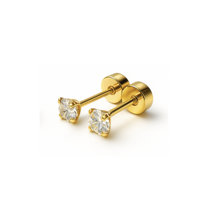 Tiny Diamond style studs - Gold