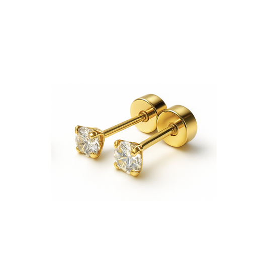 Tiny Diamond style studs - Gold