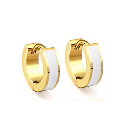 10mm White hoops - Gold