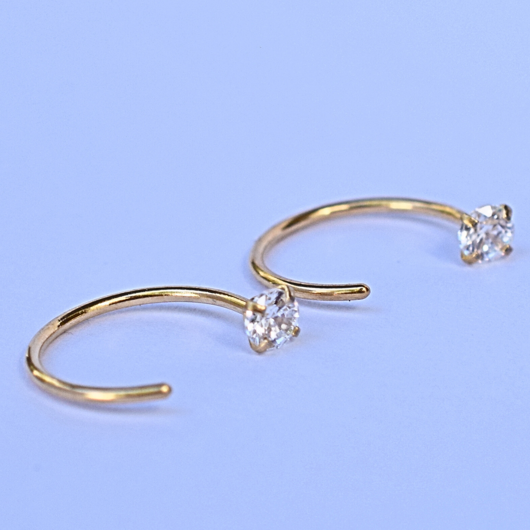 3mm Diamond hoops - Gold