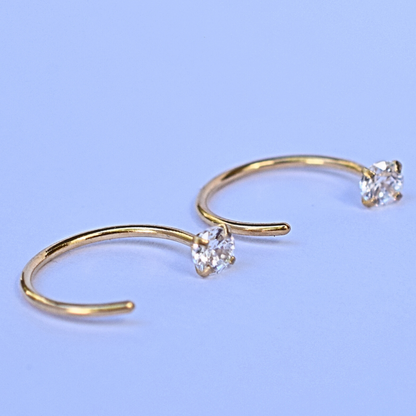 3mm Diamond hoops - Gold