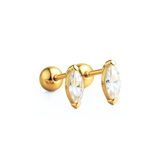 Marquise diamond style studs - Gold