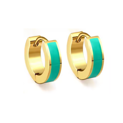 10mm Summer green hoops - Gold