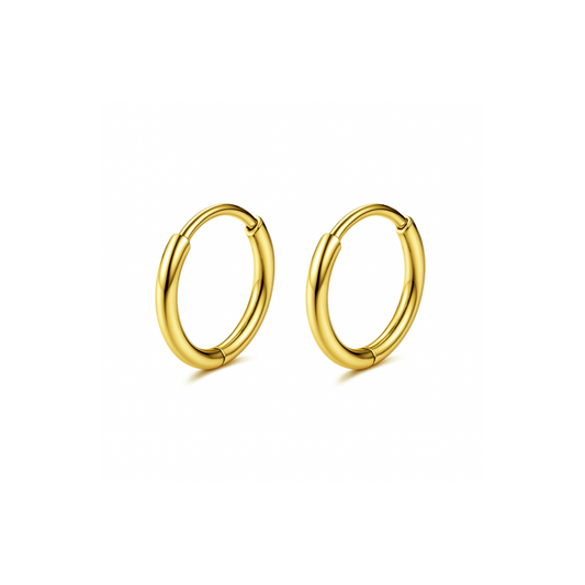 10mm thin hinged hoops - Gold