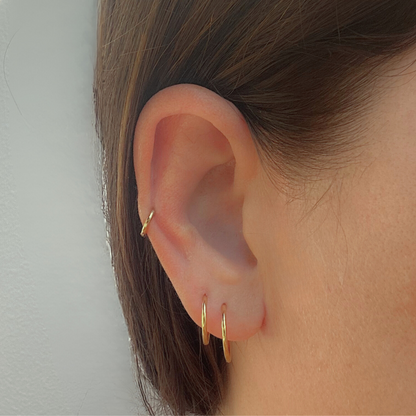 6mm thin hinged hoops - Gold