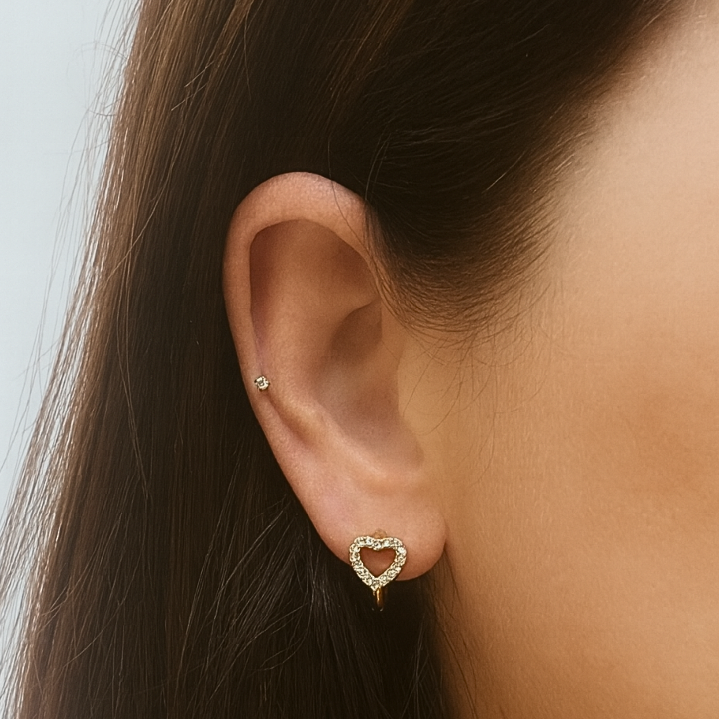 10mm sparkled heart hoops - Gold