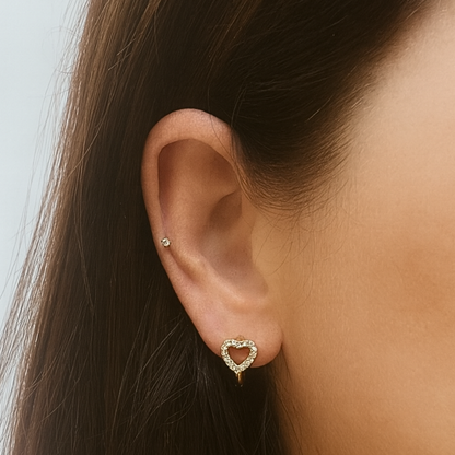 10mm sparkled heart hoops - Gold