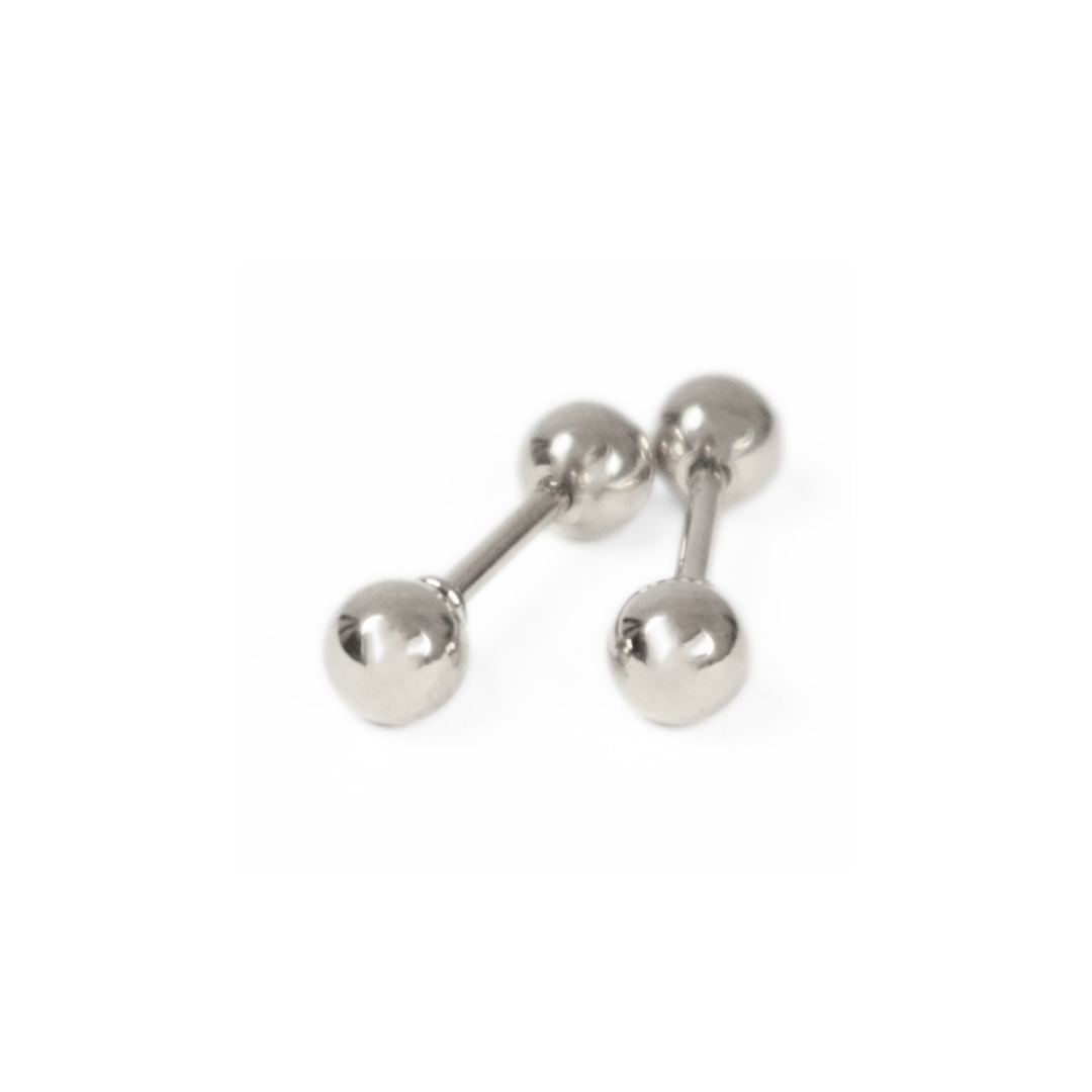 4mm Double ball studs - Silver - TheEarringCollective