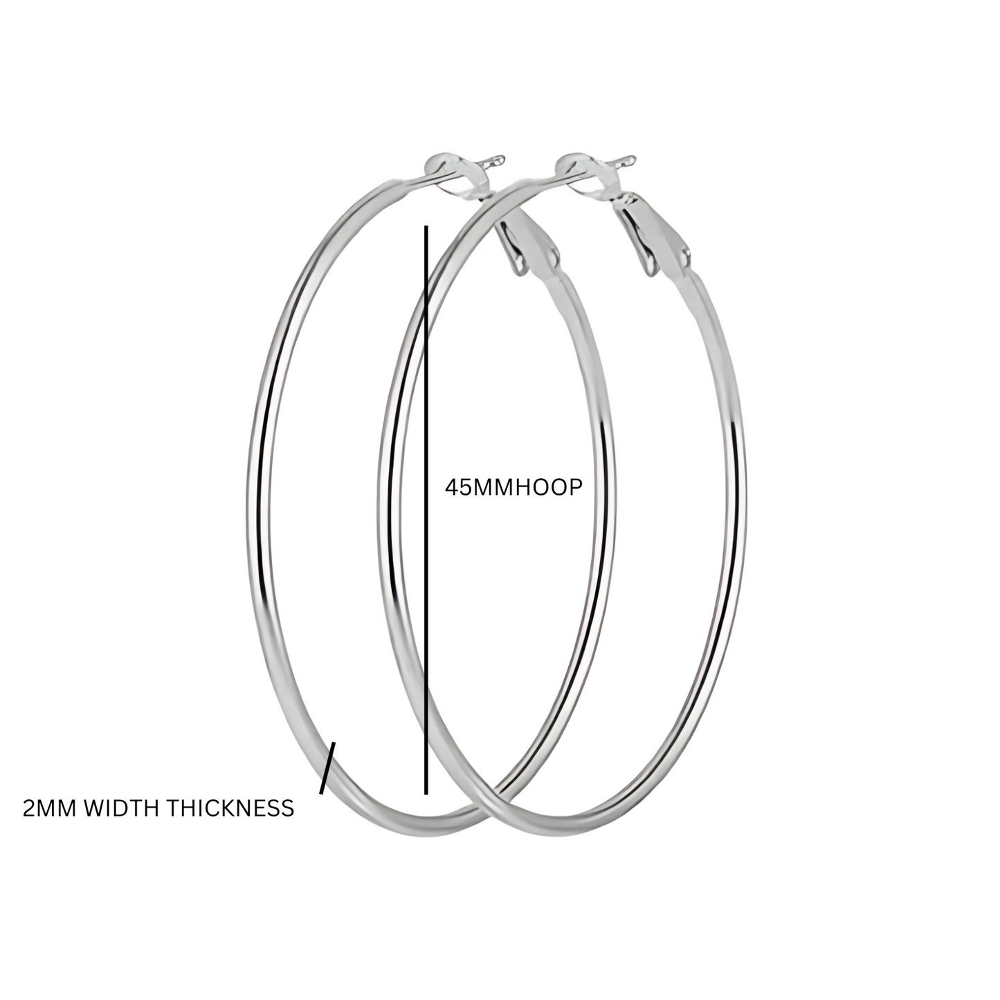 45mm Clasped hoops - Silver