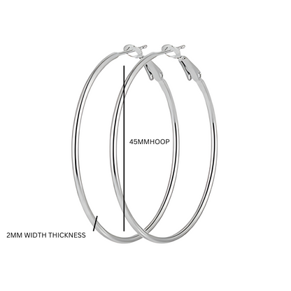 45mm Clasped hoops - Silver