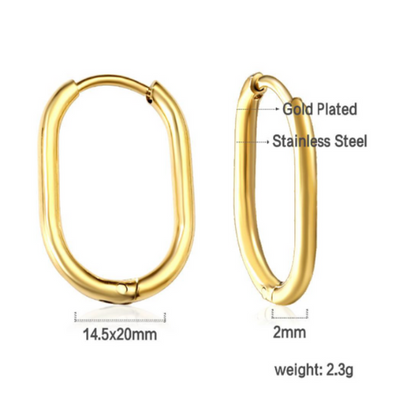 20mm Thin oval hoop - Gold