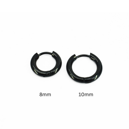 8mm Classic hoops - Black - TheEarringCollective