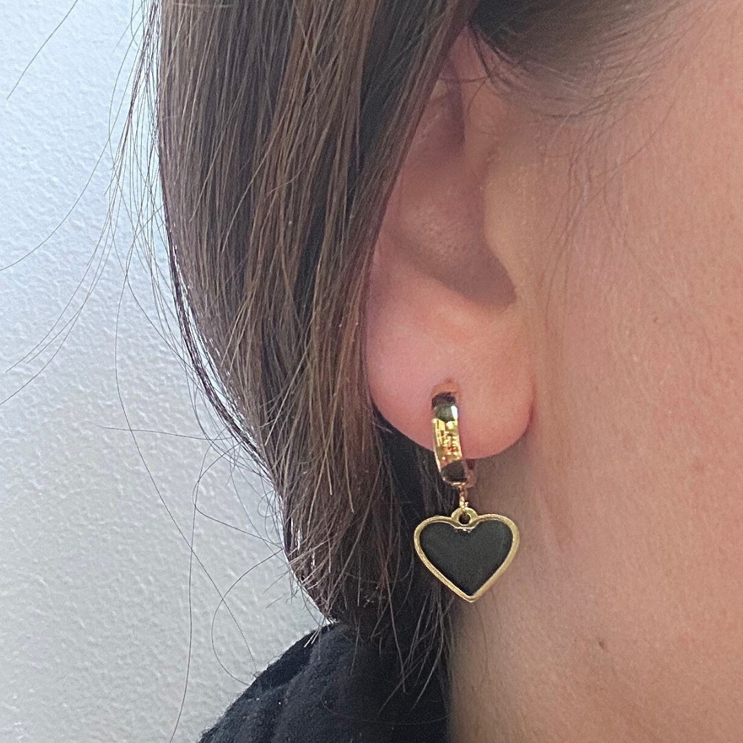 Black heart hoops - Gold