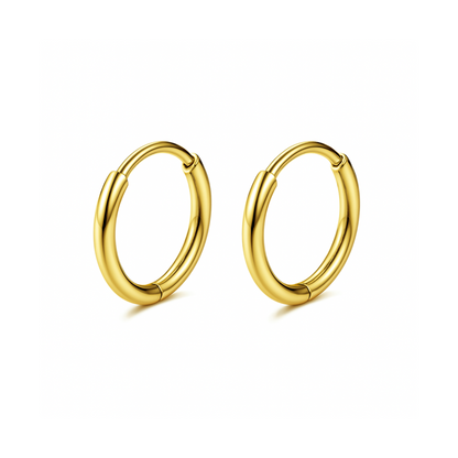 12mm thin hinged hoops - Gold