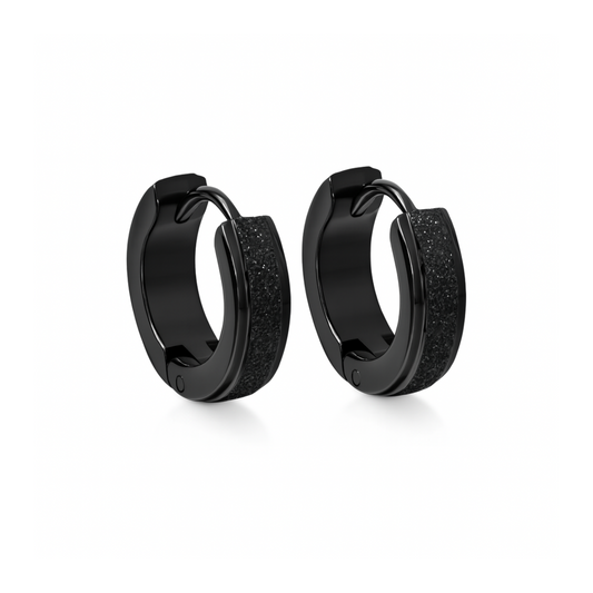 10mm Chunky glitter hoops - Black