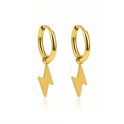 Baby lightning charm hoops - Gold